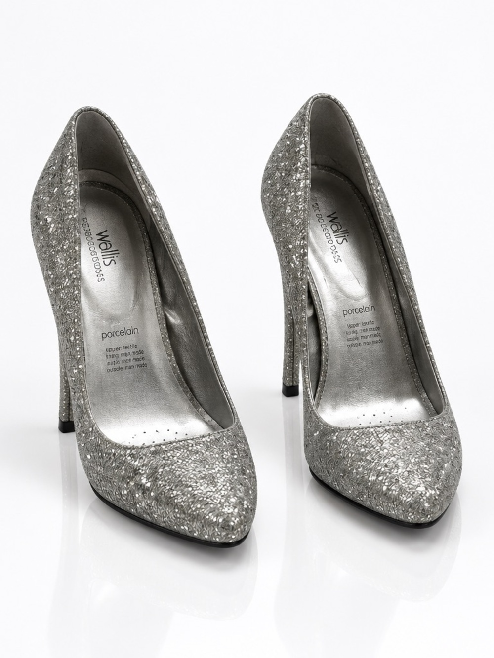 Wallis Silver Glitter Stiletto Pumps